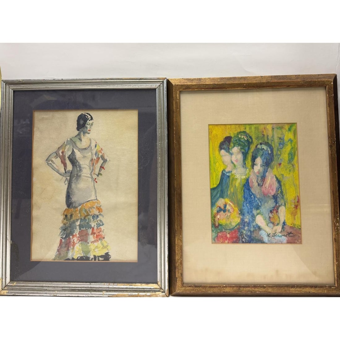Lot of 2 Colorful Paintings of Women: Lot of 2 Colorful Paintings of Women Including 1 Signed "C. Sievert" and 1 by Dorethea Maack. Condition: Generally Very Good. Dimensions: Larger Sight- 14" x 10". Frame- 20" x 16". Provenance: From a 