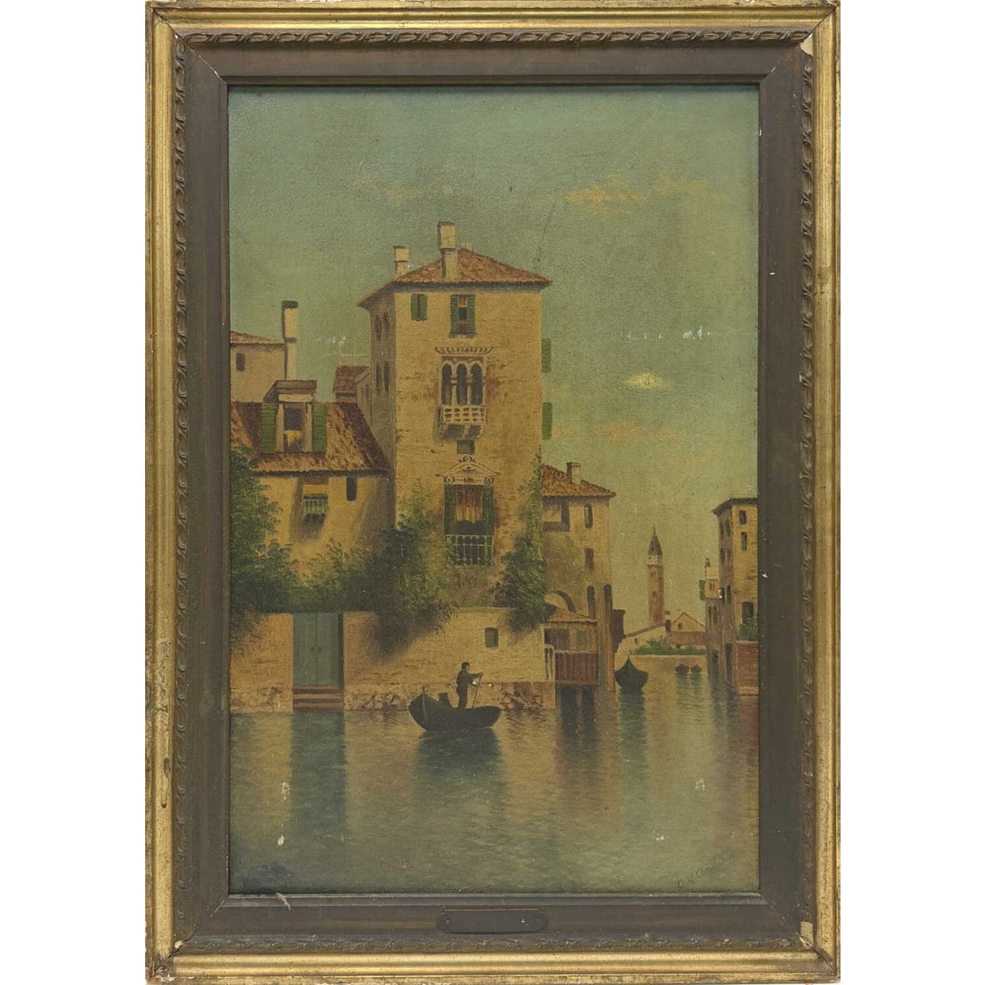Antique Signed Painting, Oil on Canvas "Venice": Antique Signed Painting, Oil on Canvas "Venice Canal Scene". Signed A. E. Anderson Lower Right. Condition: Generally Good w/ Some Minor Paint Losses. Dimensions: Sight- 23.25" x 15.5". Frame- 28.25" x