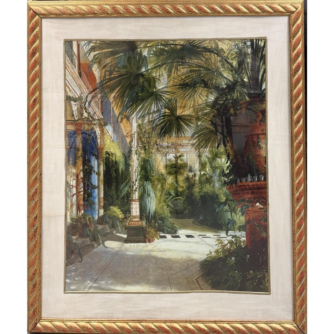2 Large Beautifully Framed Prints of Listed Artist: Lot of 2 Large Beautifully Framed Prints of Well-Known Artworks Including "The Interior of the Palm House" by Carl Blechen, German (1798-1840) and "Forest Scene" by Henri Houben, Belgian (1858-1931). 