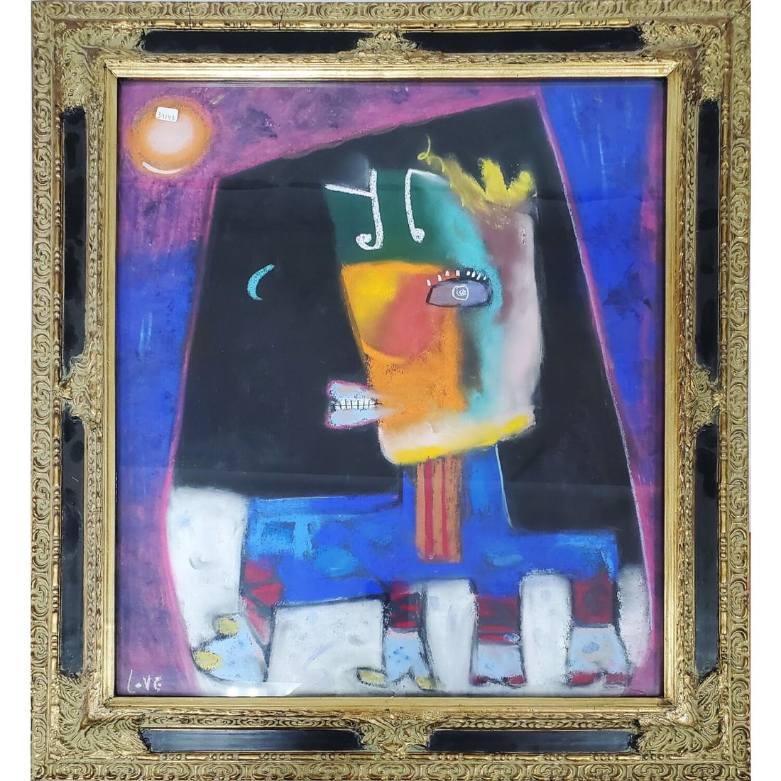 Justin Love, American (Late 20th C.) Painting: Justin Love, American (Late 20th C.) Painting Pastel on Paper "Neo Expressionist". Signed Lower Left . In Original Frame Under Glass. Has Not Been Examined Out of Frame. Condition: Excellent. Dimensio