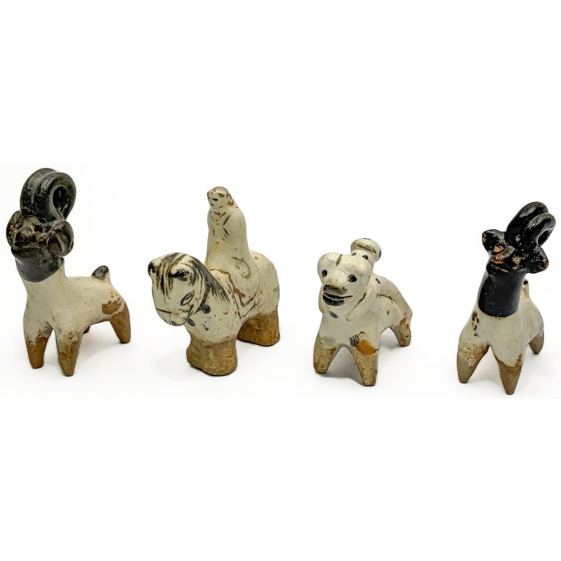 4 Chinese Sung Dynasty Ceramic Animal Figures: Chinese Lot of 4 Sung Dynasty Ceramic Animal Figures. Condition: Generally Good. Dimensions: Varios Sizes. Provenance: From a Long Island, NY Home. Please note the absence of a Condition Report does n