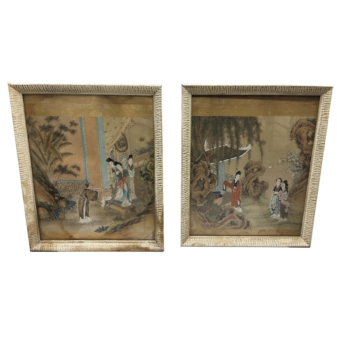 Lot of 2 Framed Chinese Paintings on Paper: Lot of 2 Chinese Paintings on Paper. Apparently Unsigned. Framed Under Glass. Condition: Have Water Stains and Need Cleaning. Sold As Is. Have Not Been Examined Out of Frame. Dimensions: Each Sight- 1