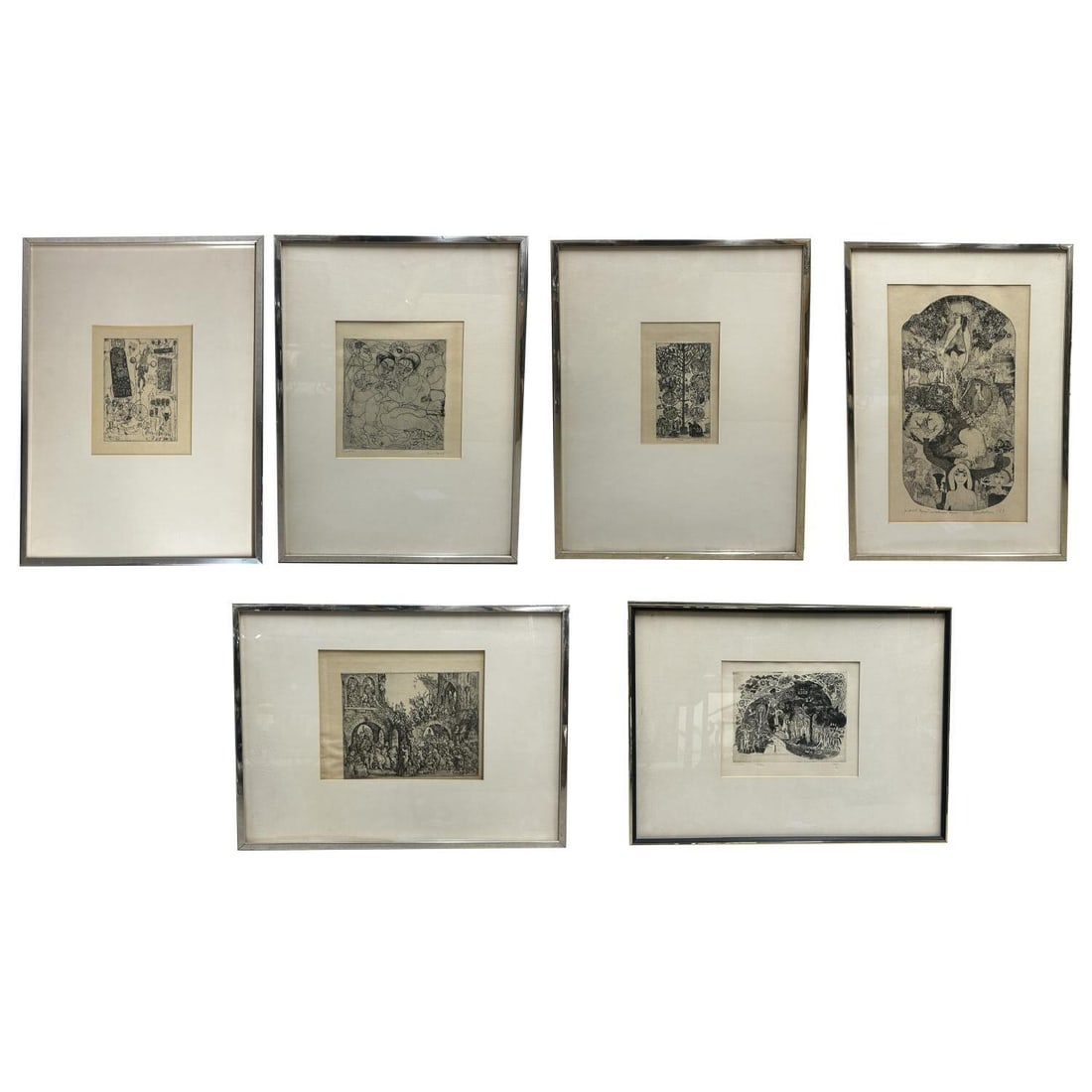 Lot of 6 Vintage Hungarian & Other Etchings (1 of 13)