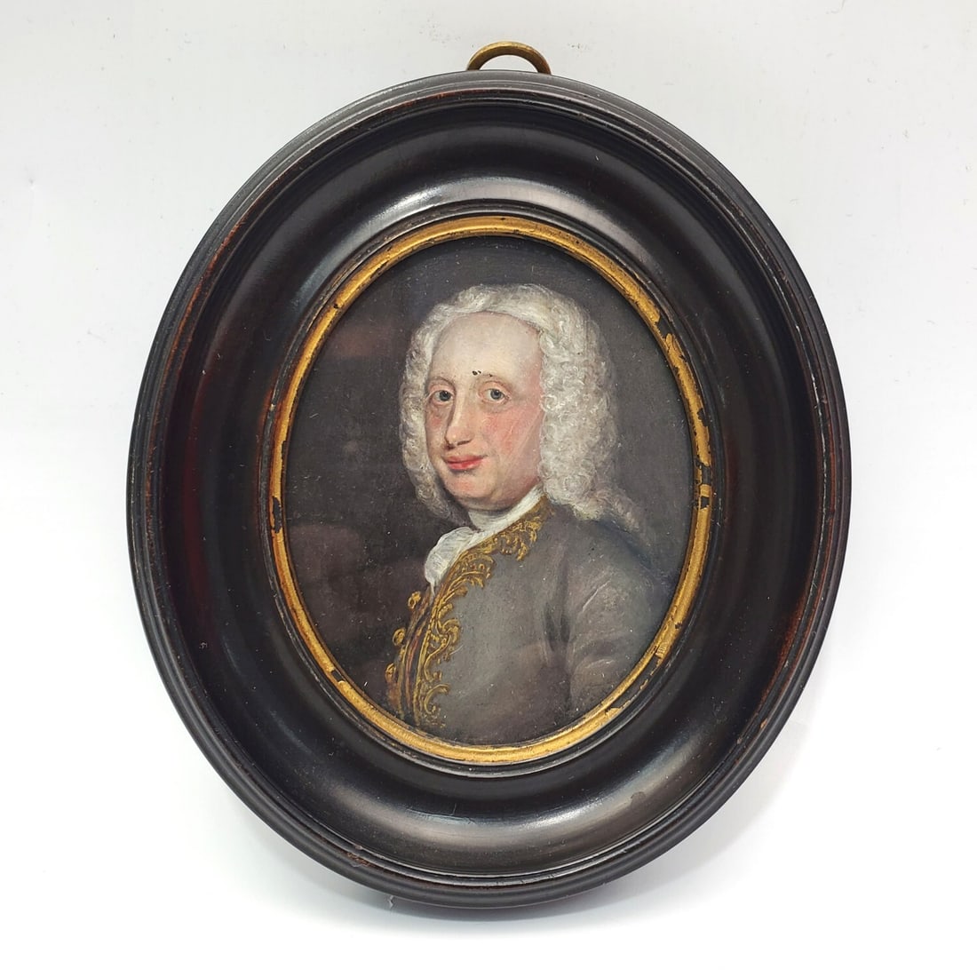 Antique Miniature Oval Portrait Painting: Antique Miniature Oval Portrait Painting. Framed Under Glass. Has Not Been Examined Out of Frame. Condition: Generally Very Good. Dimensions: Sight-3.25" x 2.5". Frame-5.25" x 4.25". Provenance: From 