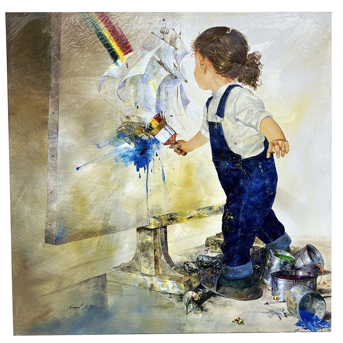 Michael Gorban (Russian, Born 1956) Giclée: Michael Gorban (Russian, Born 1956) Giclée on Canvas "Boy" Signed Lower Left. Also Signed & Numbered X/XXV (10 / 25) on Verso. Unframed. Condition: Excellent. Dimensions: H- 30" x W- 30". Provenance: