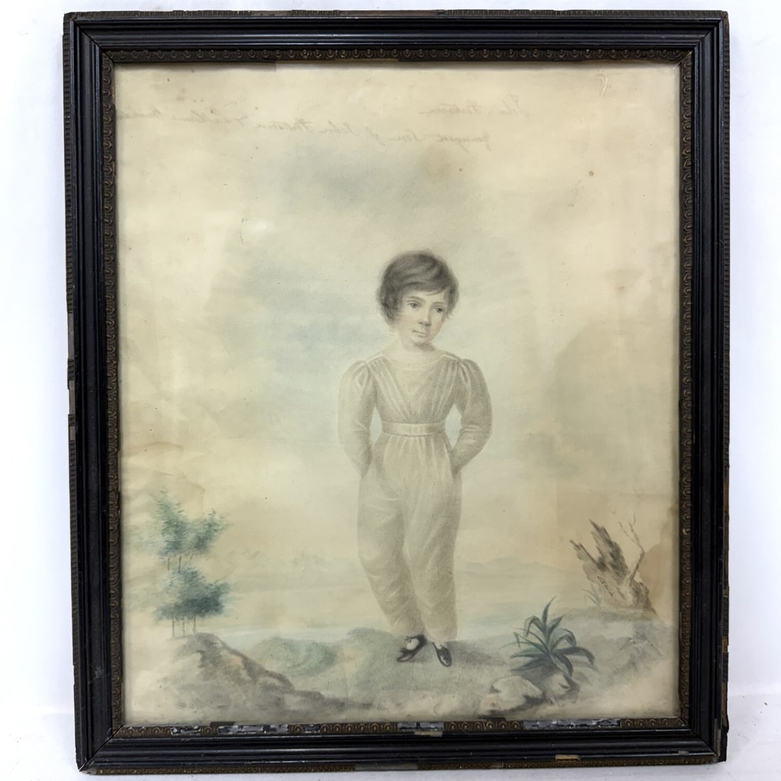 Antique 19th C. English Watercolor Painting of Boy (1 of 4)