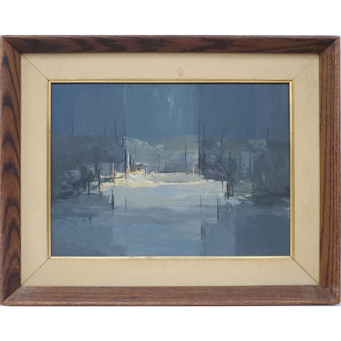 Lewis Croft, American (1911-1980) MCM Painting: Lewis Croft, American (1911-1980) MCM Painting Oil on Board "NYC Skyline" Signed Lower Right. In Original Frame. Condition: Generally Good. Dimensions: Sight-16" x 12". Frame-21.5" x 17.5". Provenance