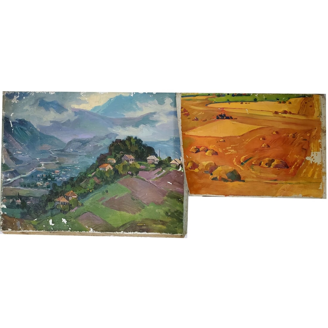 Lot of 2 Russian Paintings Oil on Canvas (1 of 5)