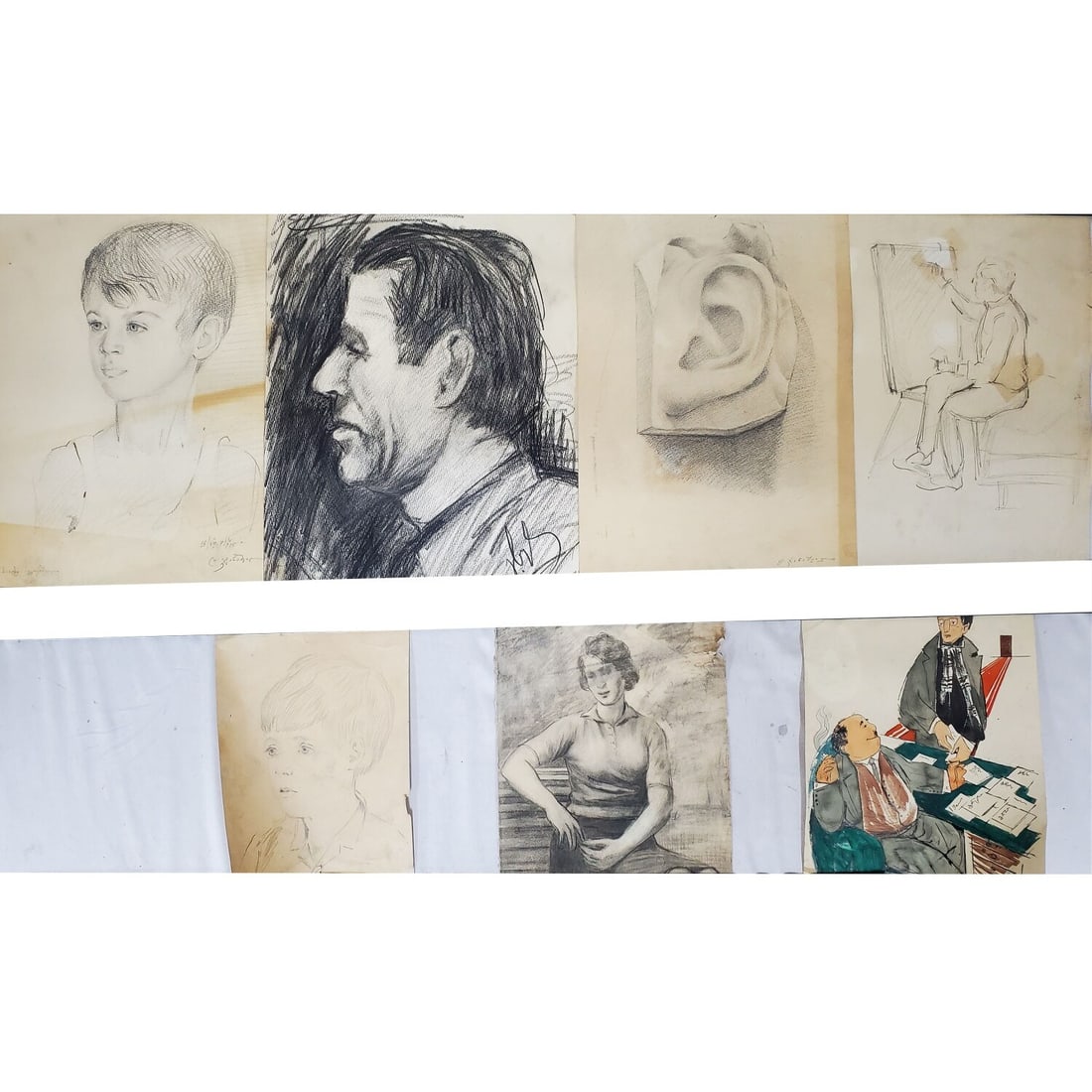Large Lot of Old Russian Paintings & Drawings (1 of 4)