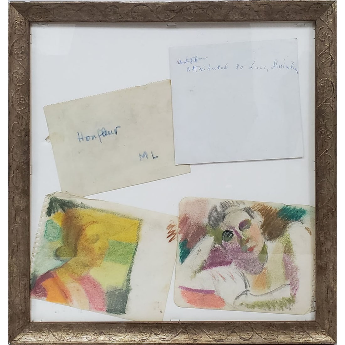 Maximilien Luce (French, 1858 - 1941) Attribution: Maximilien Luce (French, 1858 - 1941) Attribution. Two Small Pastel on Paper Paintings. These Two Items Come From a Collection of Holocaust Survivors Who Came to America in The Early 1950's After Bein