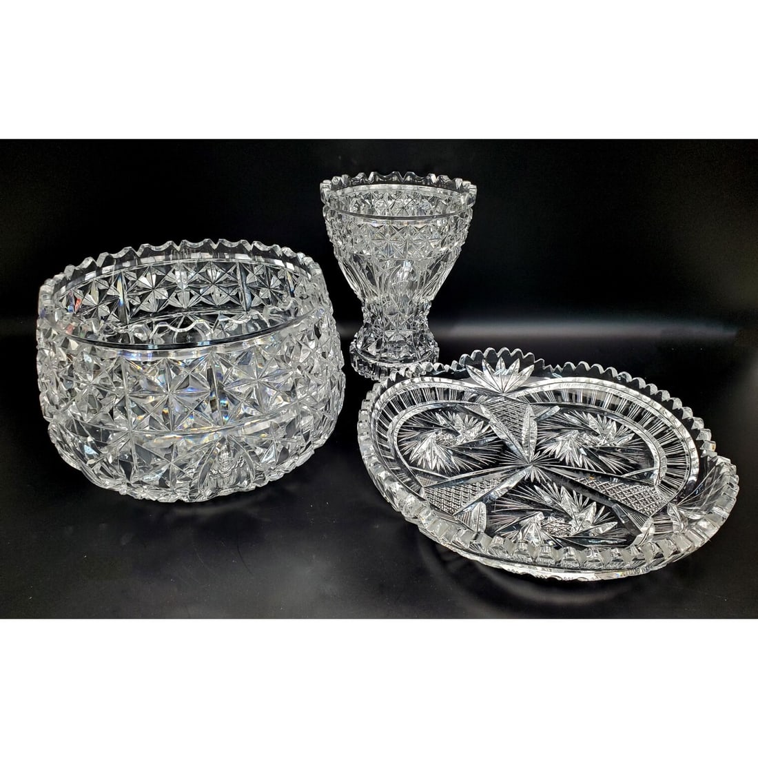 Lot of 3 Vintage Fine Bohemian Cut Crystal Items (1 of 5)