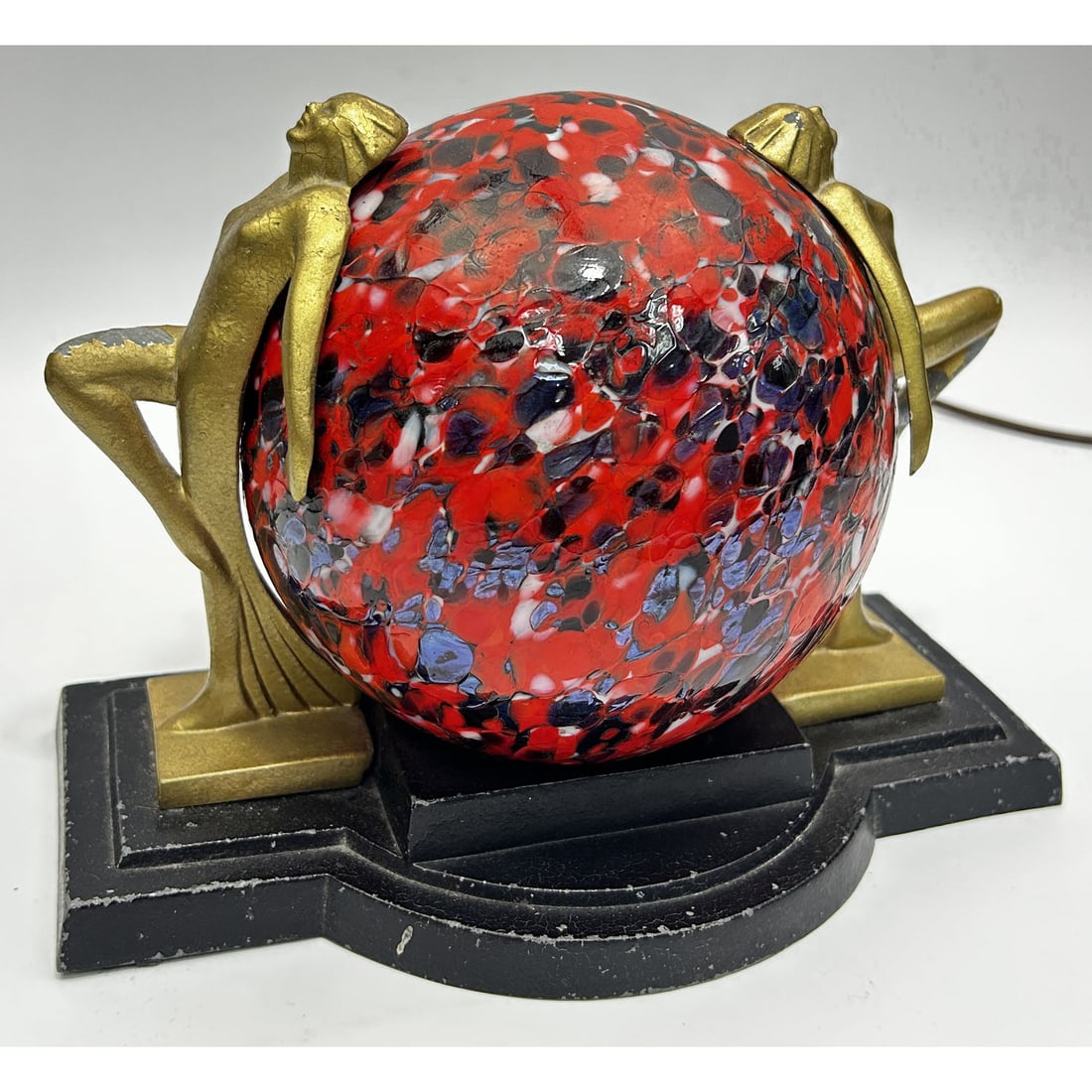 Art Deco Figural Lamp w/ Confetti Shade (1 of 7)