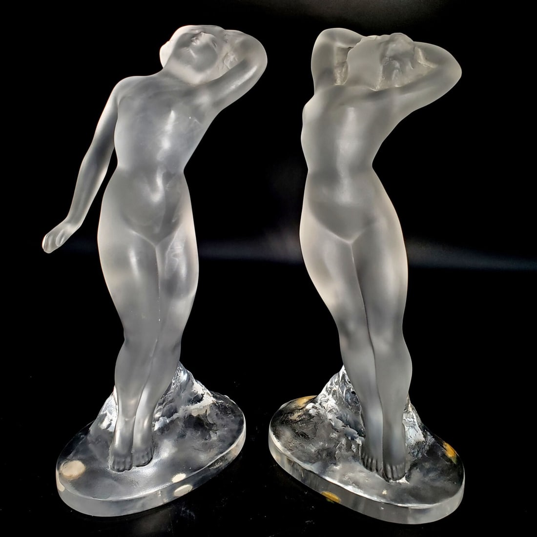 Lot 2 Lalique France "Danseuse" Art Glass Figures: Lot of 2 Lalique France "Danseuse" Art Glass Figures. Both Are Fully Signed. Condition: Generally Very Good. Dimensions: H-9.5". Provenance: From a Long Island, NY Home. Please note the absence of a C