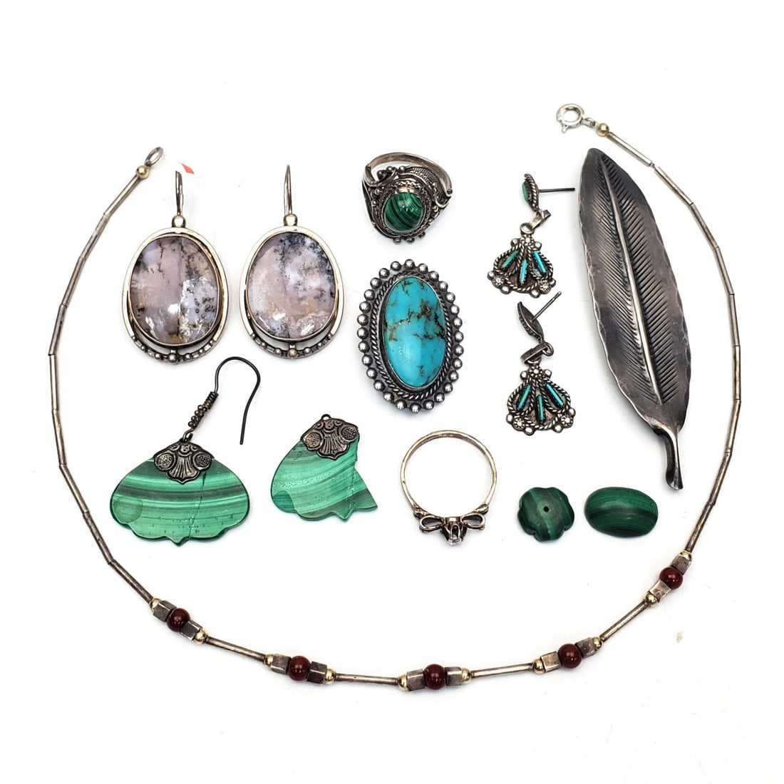 Vintage Bag Lot of Sterling Silver Mounted Jewelry (1 of 4)