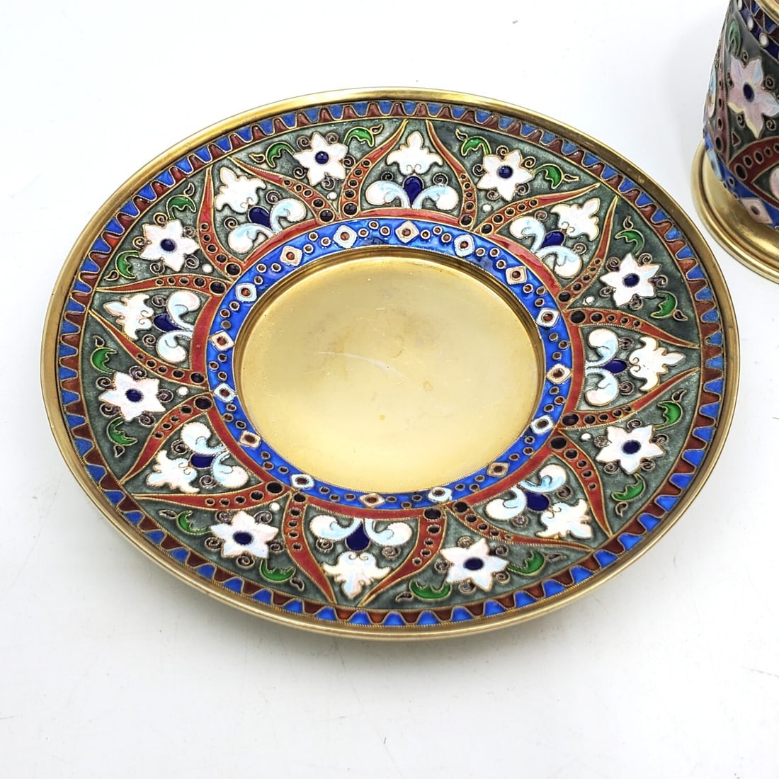 Russian Enameled & Gilt 84 Silver Tea Cup & Saucer - 3