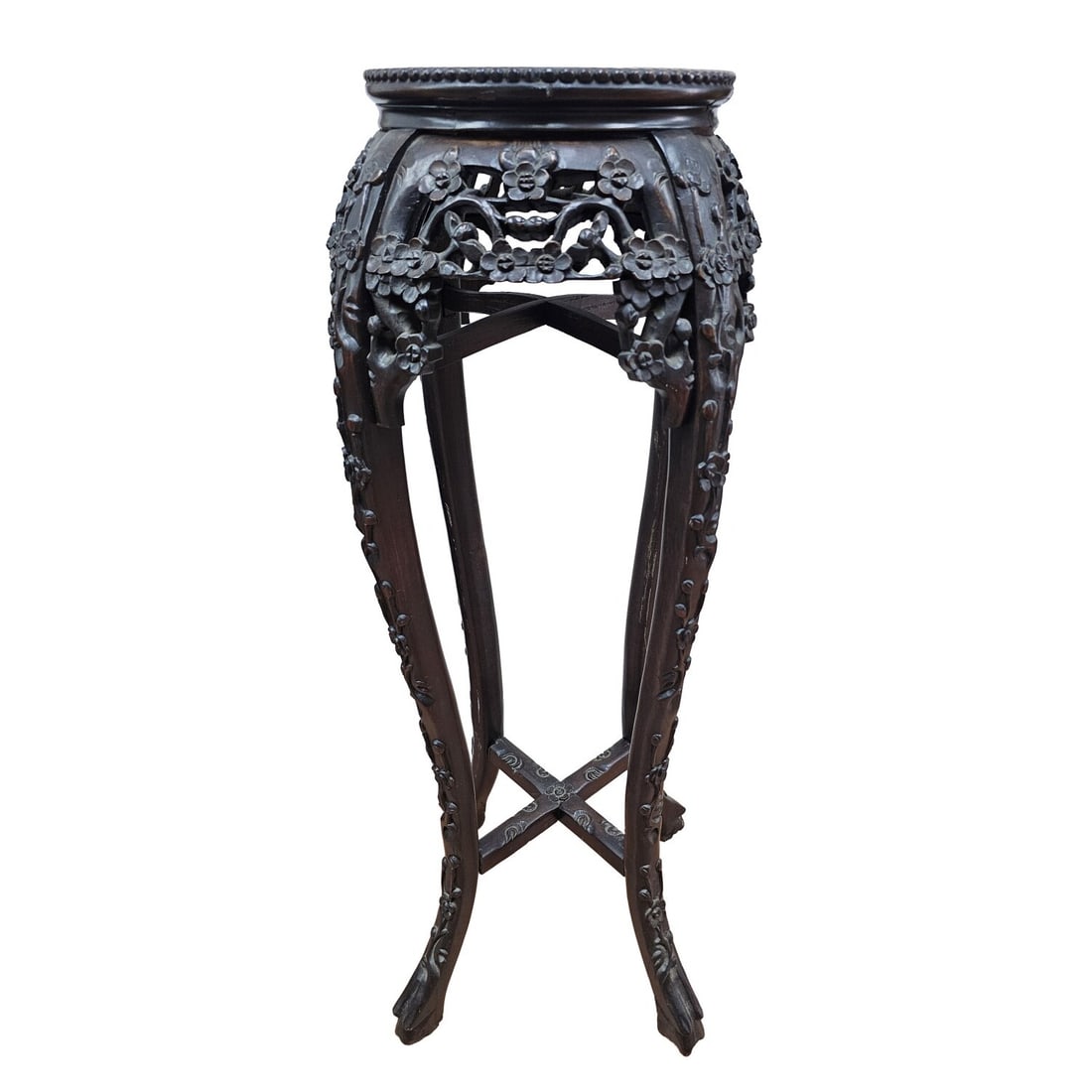 Chinese Antique Tall Carved Rosewood Stand (1 of 4)