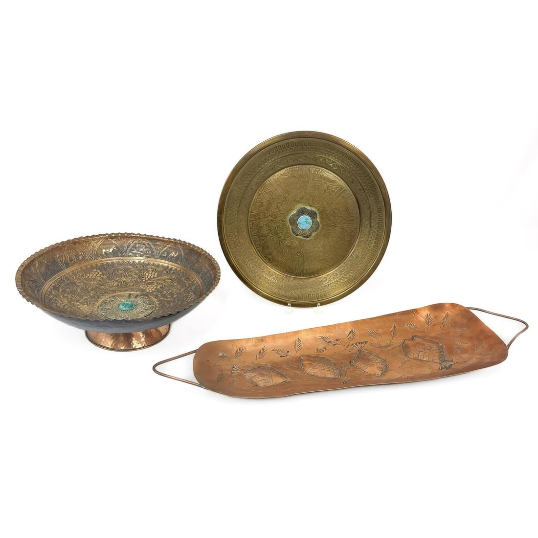 Judaica Israel 3 Vintage MCM 1960's Brass Items (1 of 6)