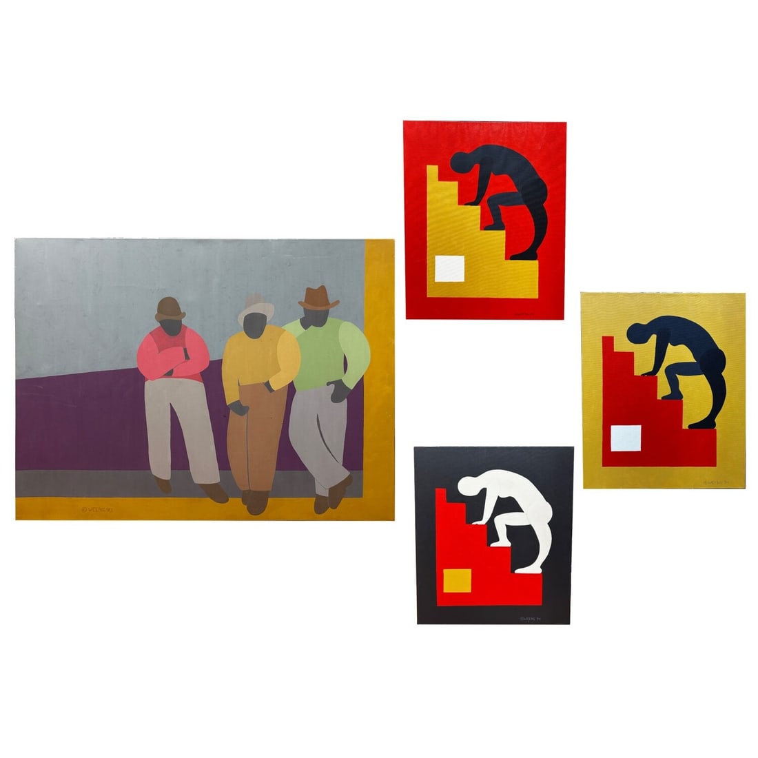 Rosalyn Weene, American (Late 20th Century): Rosalyn Weene, American (Late 20th Century) Lot of 4 Signed Paintings Oil on Canvas. All Are Fully Signed & Dated '93 & '94. All Unframed.Condition: Excellent. Dimensions: Largest: 44" x 34". Provenan