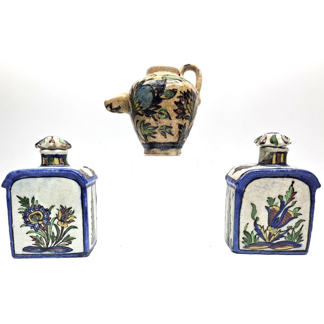 Lot of 3 Old Persian Glazed Pottery Items (1 of 11)
