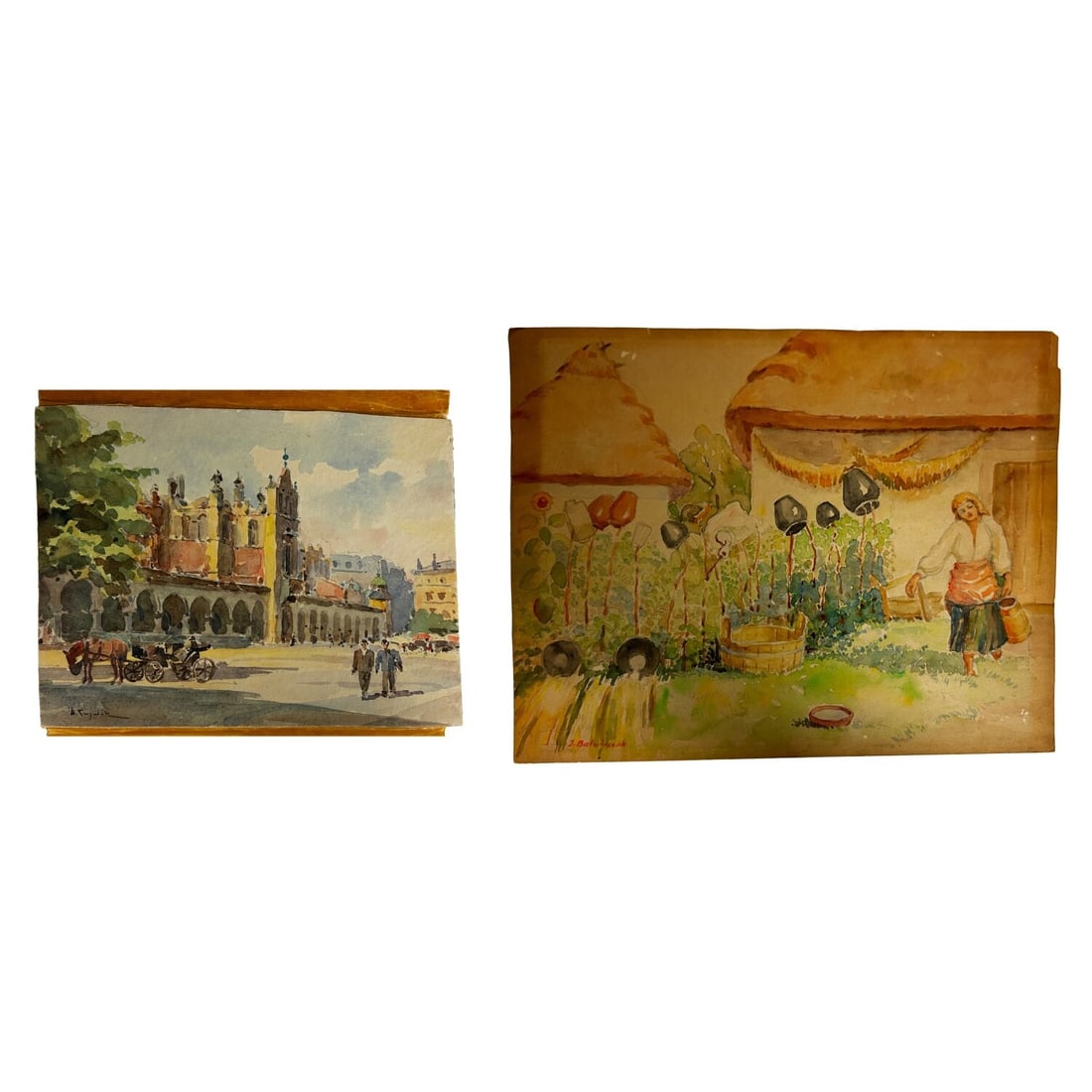 2 Signed Polish Watercolor Paintings Incl H Sajdak (1 of 6)