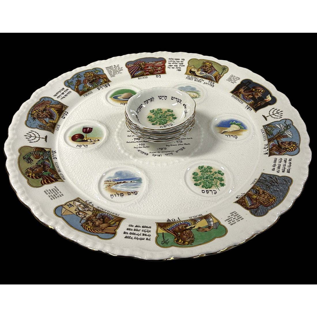 Vintage Royal Cauldon Judaica Seder Plate Set (1 of 3)