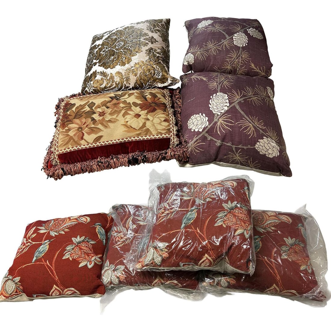 Large Lot of Decorative Pillows, Some Embroidered (1 of 1)