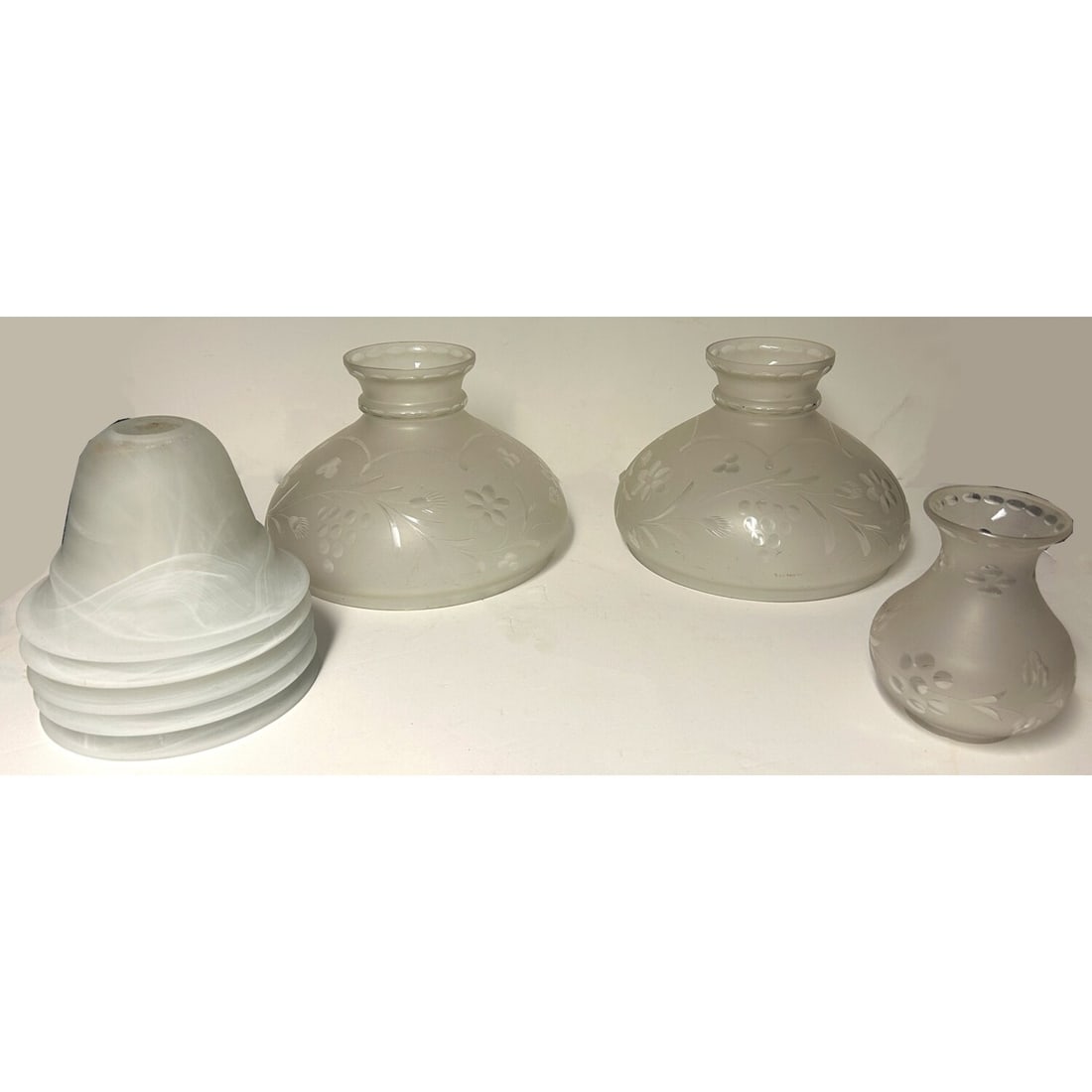 Lot of 8 Frosted Glass Items: Lot of 8 Frosted Glass Items. Condition: Sold As Is. Dimensions: Various SizesProvenance: From a Long Island, NY Home. Please note the absence of a Condition Report does not imply that there are no