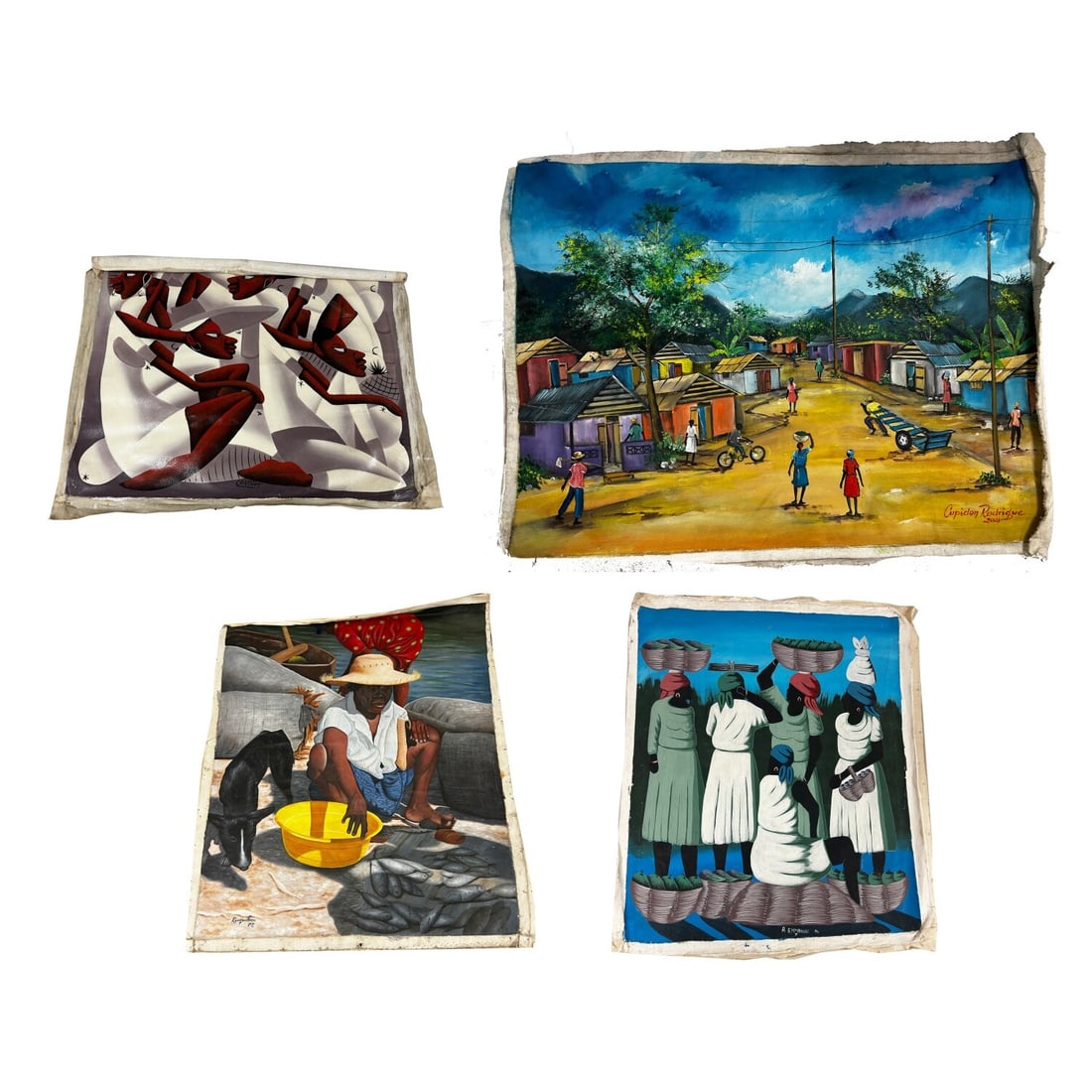 4 Signed Haitian Paintings by Listed Artists (1 of 5)