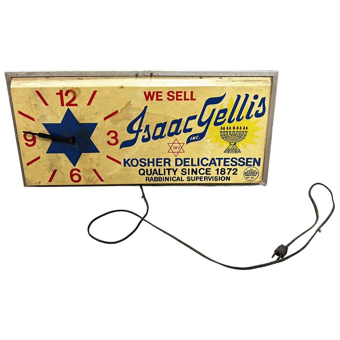 Vintage Clock Sign for Isaac Gellis Kosher Deli (1 of 3)
