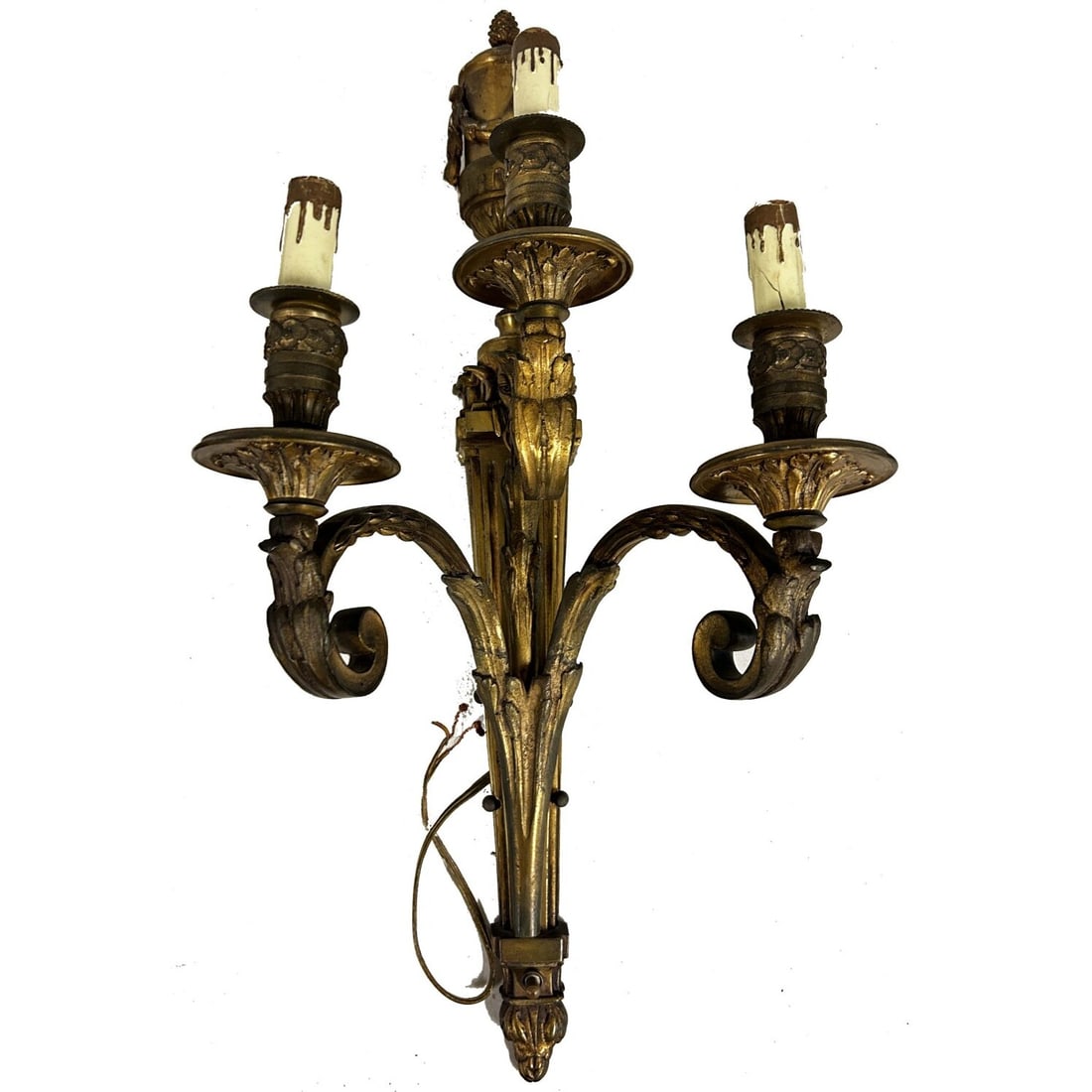 Antique Good Quality Bronze 3-Armed Wall Sconce (1 of 3)