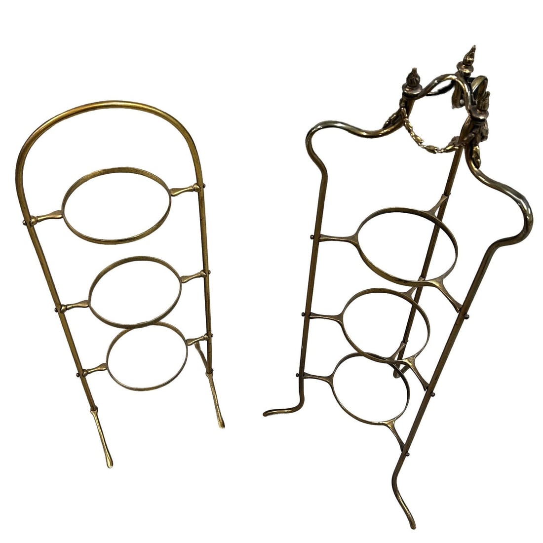 Lot of 2 Tri-Level Metal Plate Racks (1 of 2)