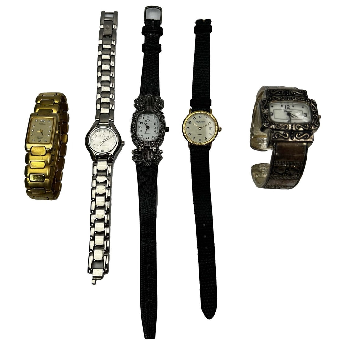 Lot of 5 Vintage Ladies' Watches Incl. 1 Tourneau: Lot of 5 Vintage Ladies' Watches Including 1 by Tourneau. Condition: Generally Good. Please Note- We Do Not Guarantee the Workability of Any Watches or Clocks. Dimensions: Various Sizes. Provenance: F