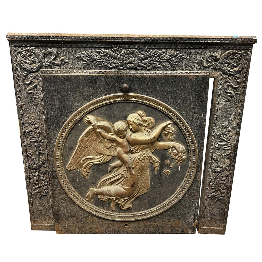 Antique Heavy Metal Fireplace Surround w/ Door (1 of 2)