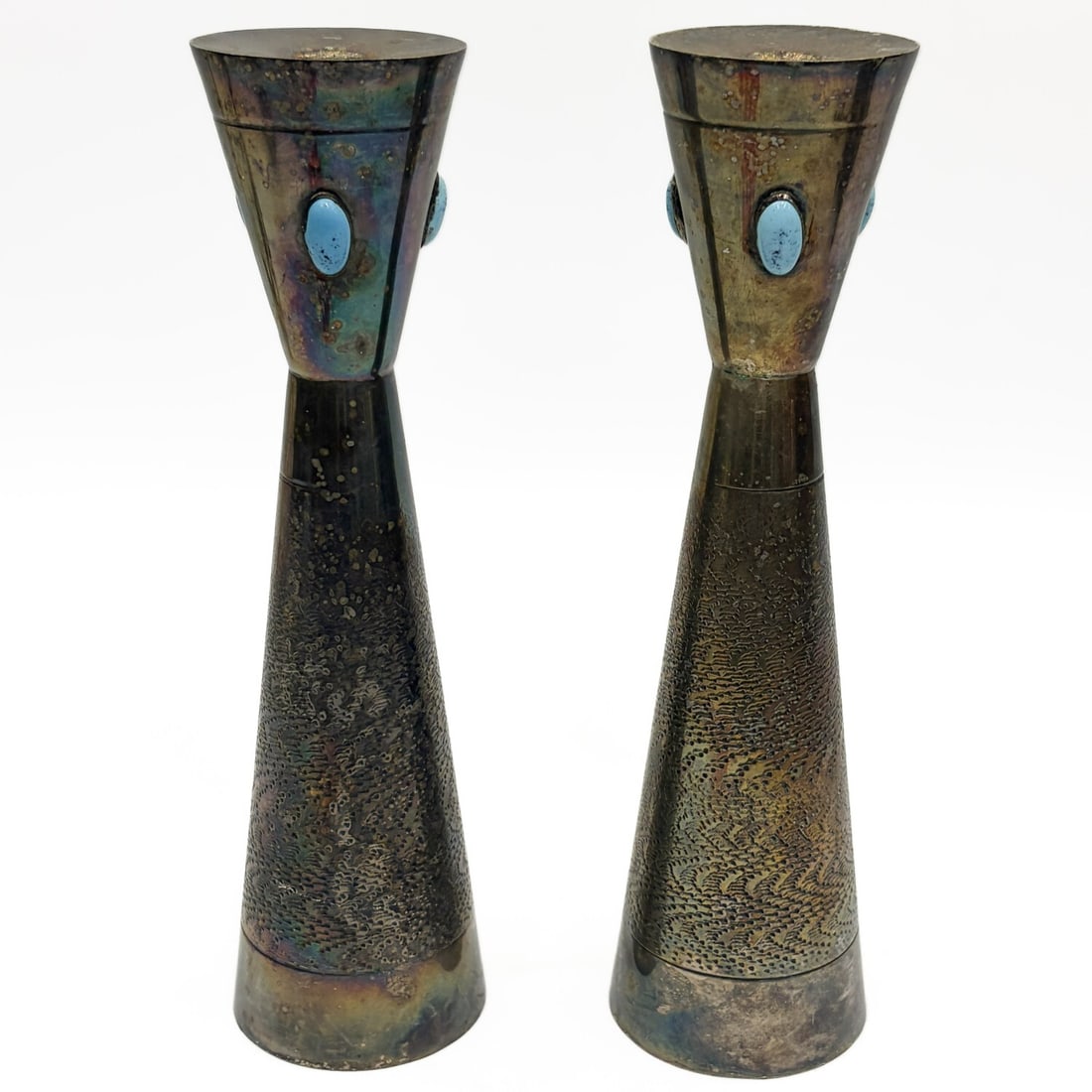 Judaica Pair of Silver-Plated Shabbat Candlesticks (1 of 2)