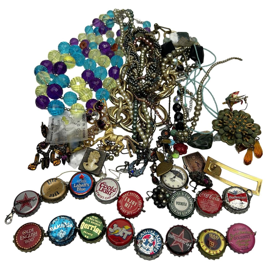 Lot of Costume Jewelry & Vintage Bottle Caps (1 of 1)