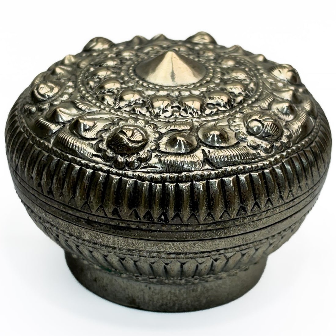 Chinese Silver-Plated Covered Round Box (1 of 5)
