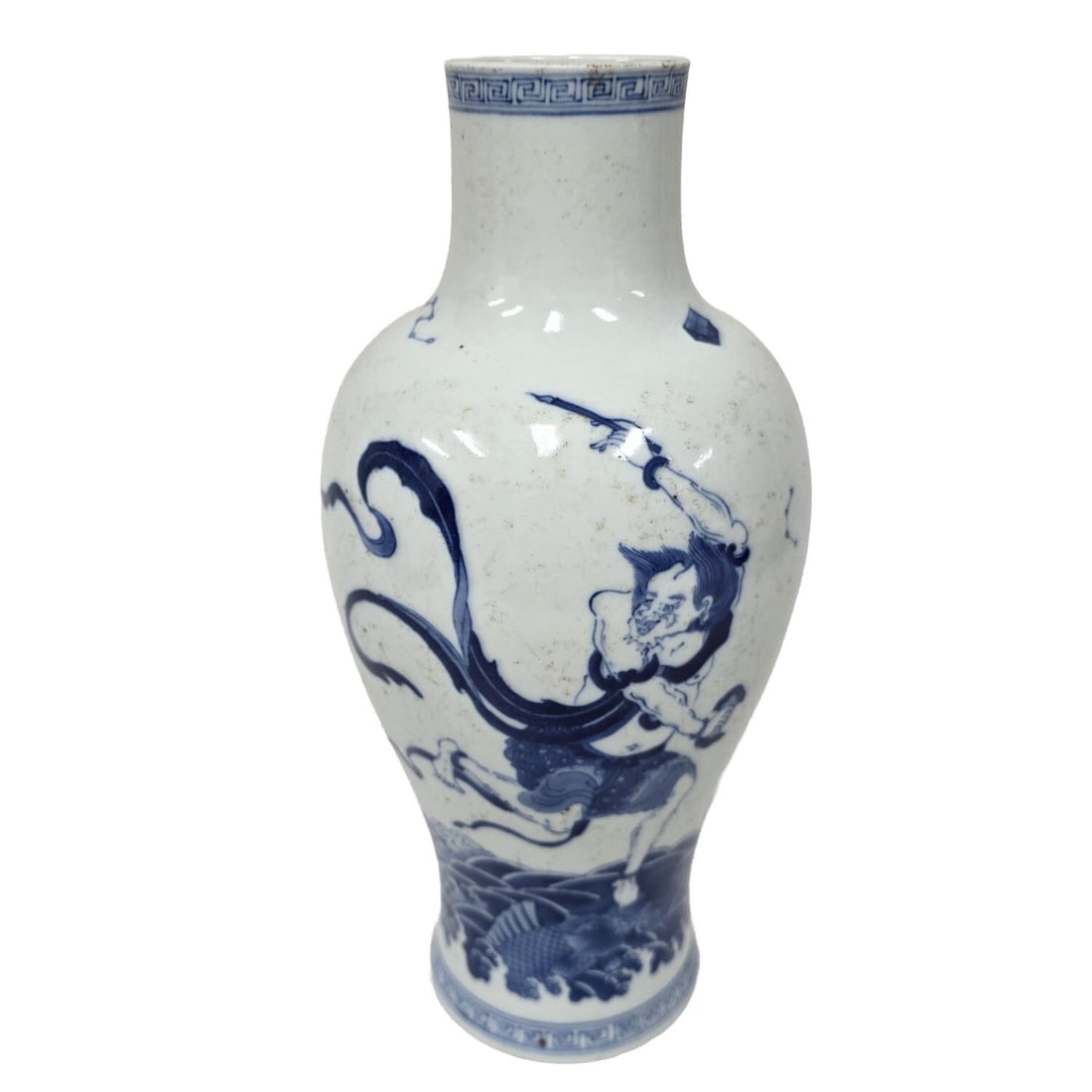 Chinese Signed Blue & White Porcelain Vase: Chinese Signed Blue & White Porcelain Vase. Condition: Generally Good. Dimensions: H-13.6" x Dia-7". Provenance: From a Long Island, NY Home. Please note the absence of a Condition Report does not imp