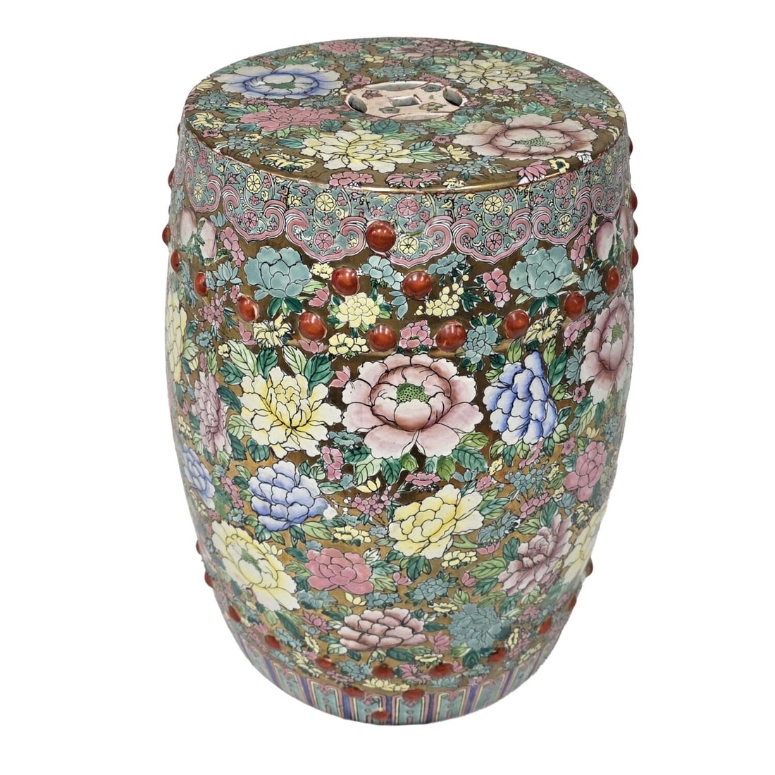 Chinese Hand Painted Famille Rose Garden Stool (1 of 6)