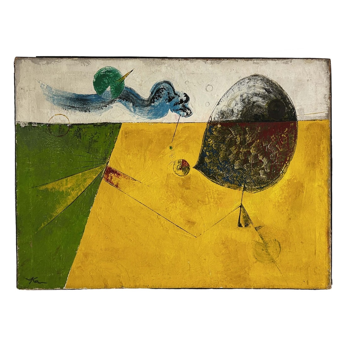 Signed Abstract Painting, Oil on Canvas (1 of 3)