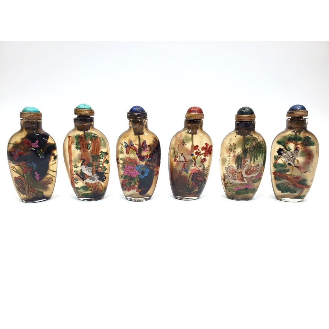 6 Chinese Reverse Painted Glass Snuff Bottles (1 of 3)
