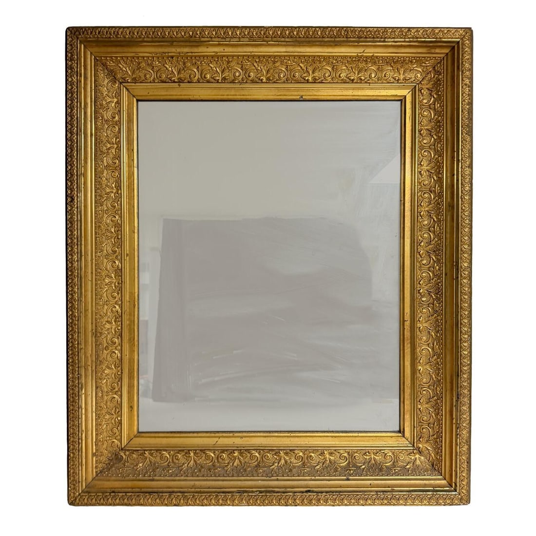 Old Gilt Decorated Carved Wooden Frame Mirror (1 of 3)