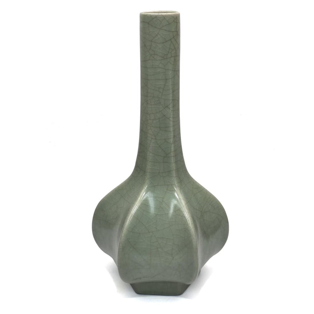 Chinese Large Green Celadon Vase: Chinese Large Green Celadon Vase. Condition: Generally Very Good. Dimensions: H-40" x Dia-8". Provenance: From a Long Island, NY Home. Please note the absence of a Condition Report does not imply that