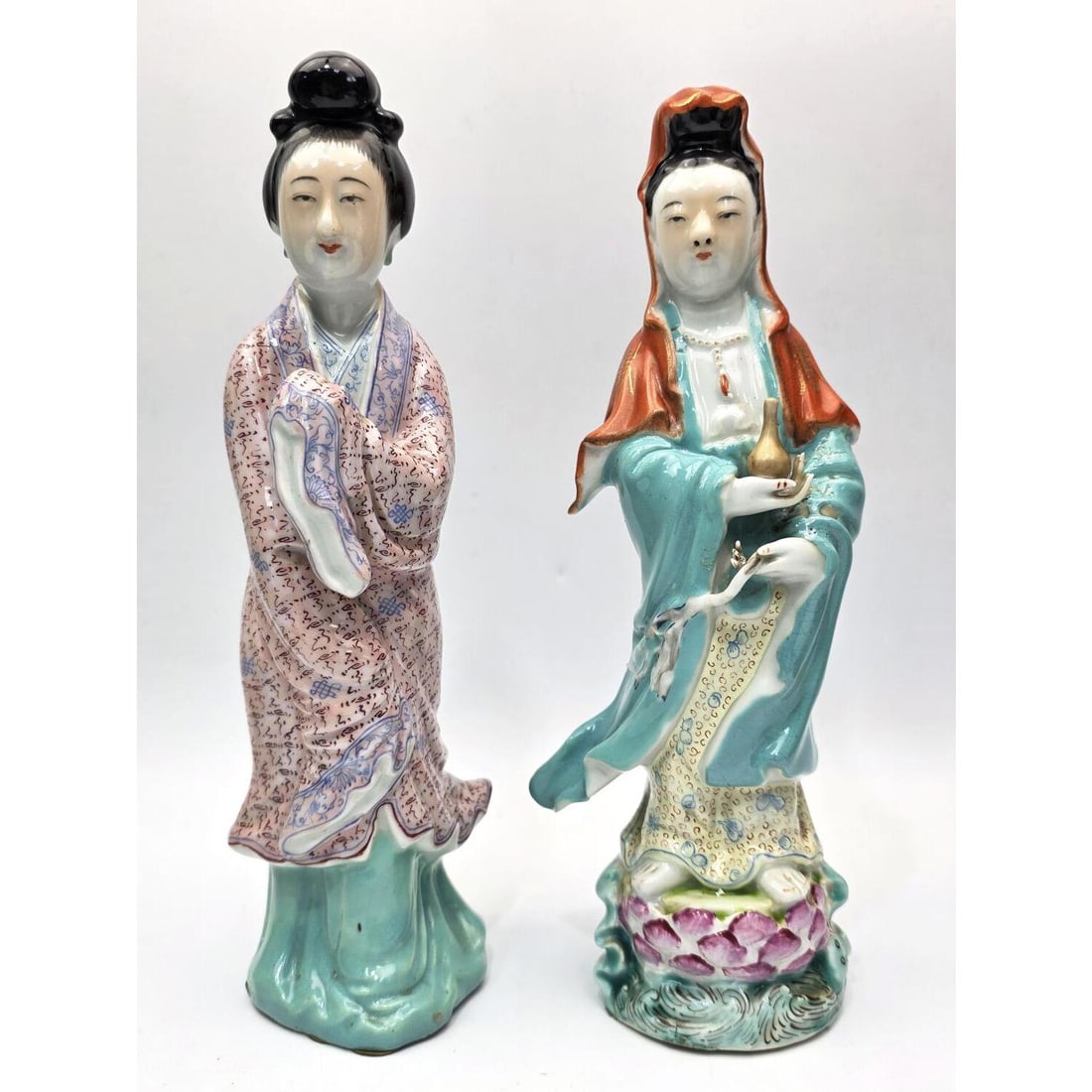 2 Chinese Famille Rose Porcelain Figures (1 of 3)