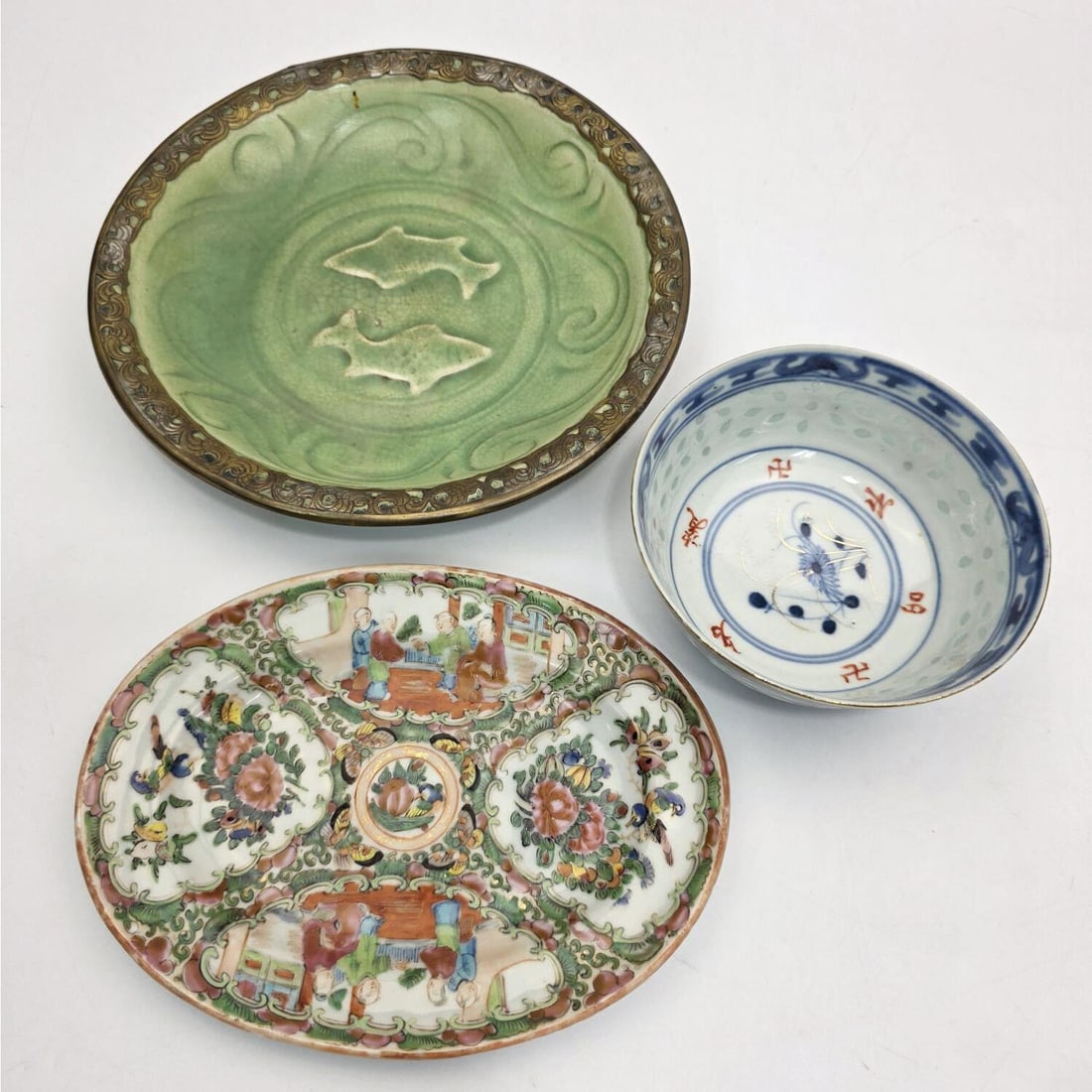 Lot of 3 Chinese Porcelain Items: Lot of 3 Chinese Porcelain Items. Condition: Generally Good. Dimensions: Largest-Dia-8". Provenance: From a Long Island, NY Home. Please note the absence of a Condition Report does not imply that ther