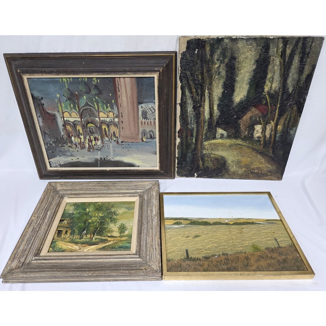 Lot of 3 Vintage Painting Oil on Canvas & 1 Other (1 of 3)