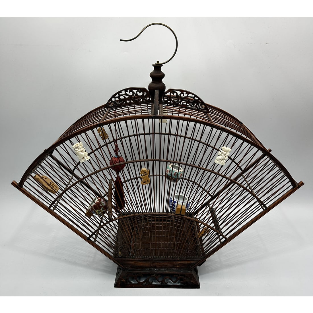Chinese Old Wood Birdcage w/ Various Accessories (1 of 3)