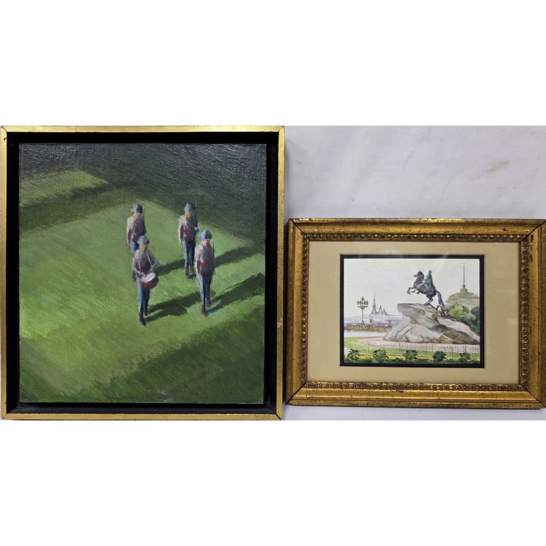 Lot of 2 Paintings Including 1 Oil on Board: Lot of 2 Paintings Including 1 Oil on Board & 1 Watercolor on Paper. Both Framed. Condition: Generally Good. 1 is Framed Under Glass. Has Not Been Examined Out of Frame. Dimensions: Larger Sight - W- 