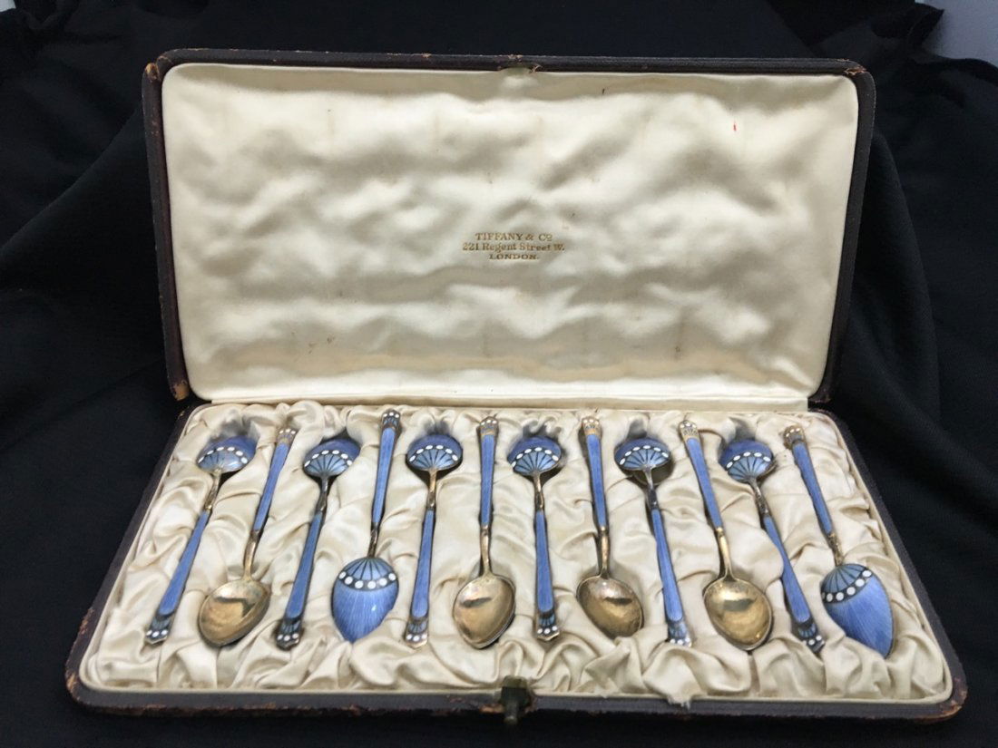 Set of 12 Silver 925 Enameled Spoons (1 of 2)