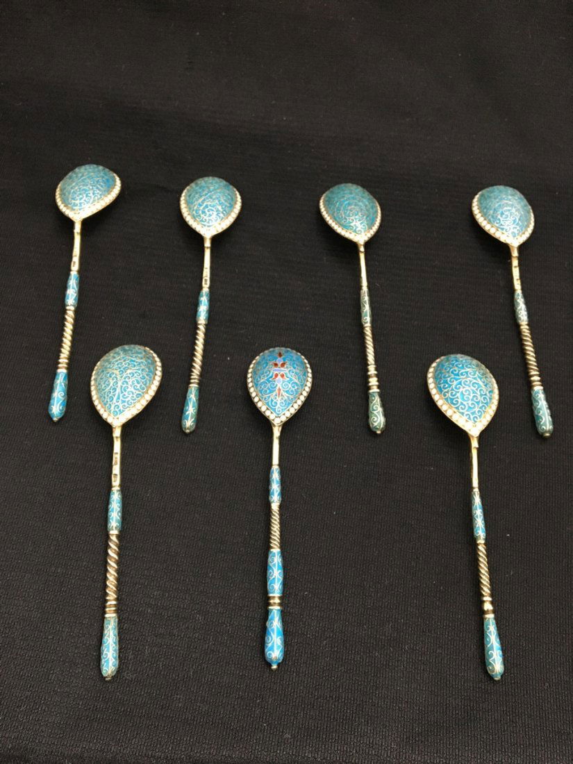 Russian Silver and Enamel Spoons (1 of 3)