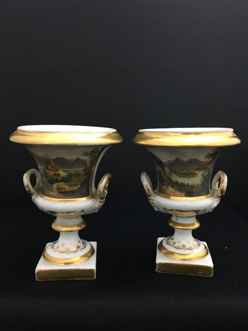 German Hand-Painted Topographical Vases (1 of 2)
